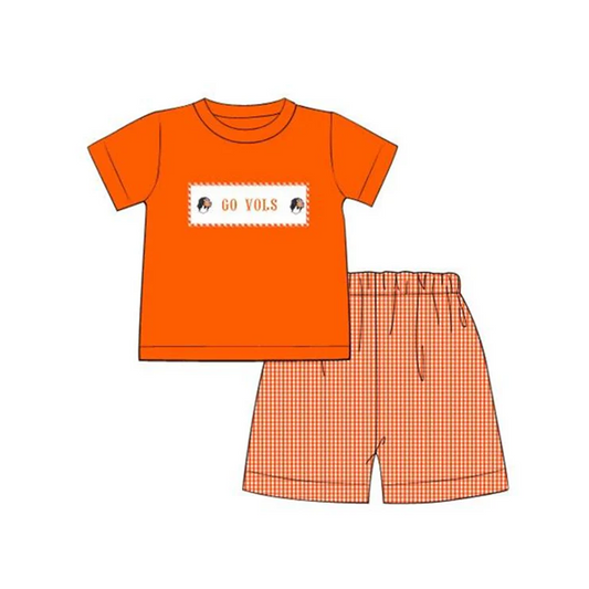PRE ORDER Deadline August 14 close custom no moq Children's boutique clothing go vols orange color sets