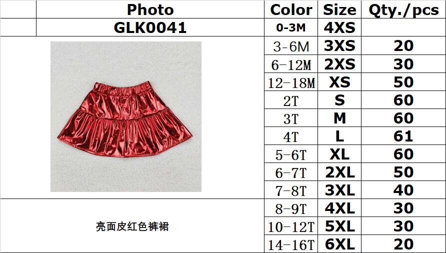 RTSNO MOQ ETA 5-7DAYS ARRIVED GLK0041 Shiny leather red skirt