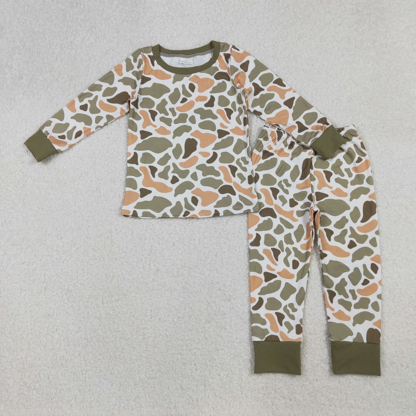 RTS NO MOQ（In Stock) BLP1228 Orange-Green Camouflage and White Long-Sleeved Pantsuit