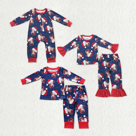 RTS NO MOQ Sibling Baby girls boy clothes Christmas cow long-sleeved trousers suit & rompers