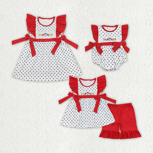 Baby Girls Crawfish Boiled Bows Sister Designs Clothes Sets