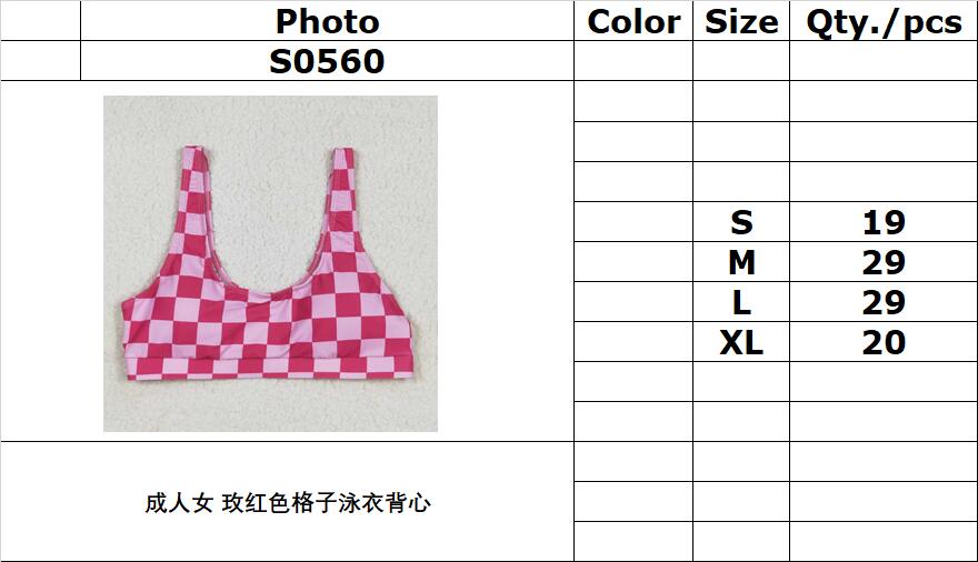 RTS NO MOQ S0560 Adult female rose red plaid swimsuit vest