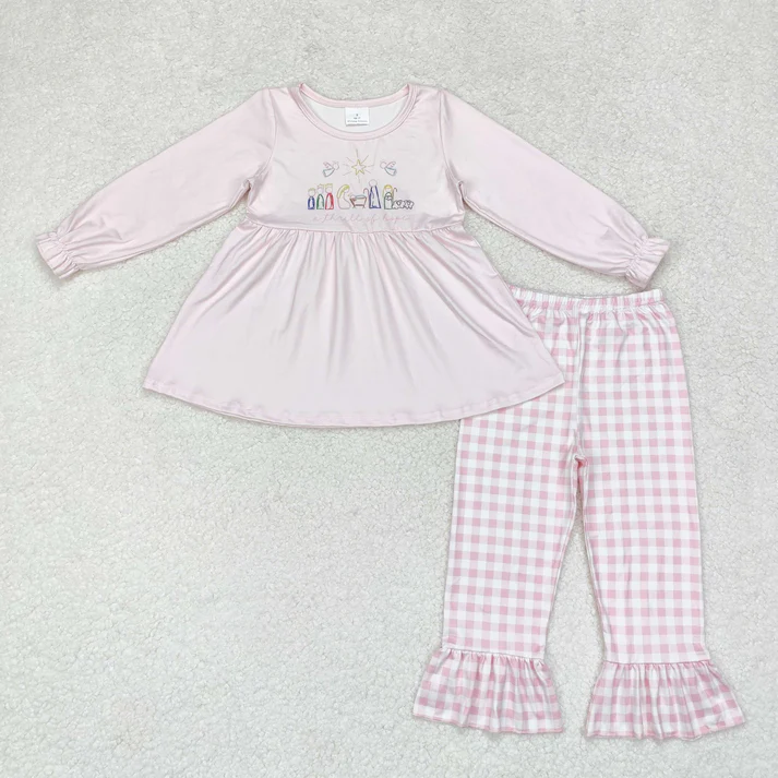 RTS NO MOQ Sibling baby girl clothes Christmas bow long sleeve pants Sets