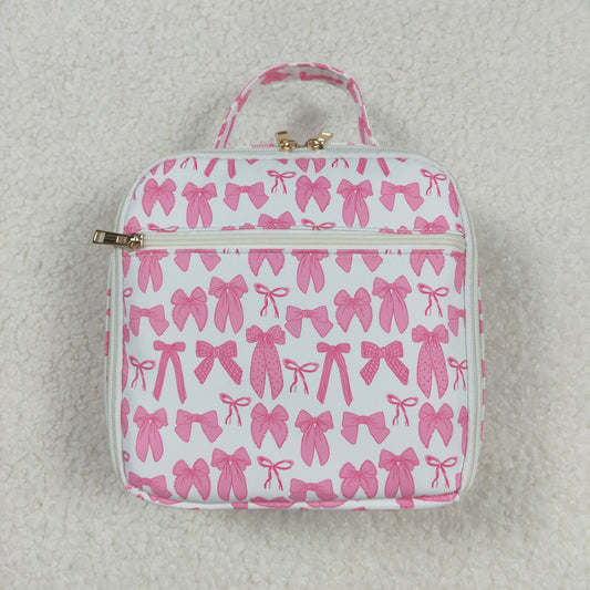 RTS NO MOQ（In Stock ) BA0284 Pink Bow Pattern White Meal Bag Lunch Box Bag