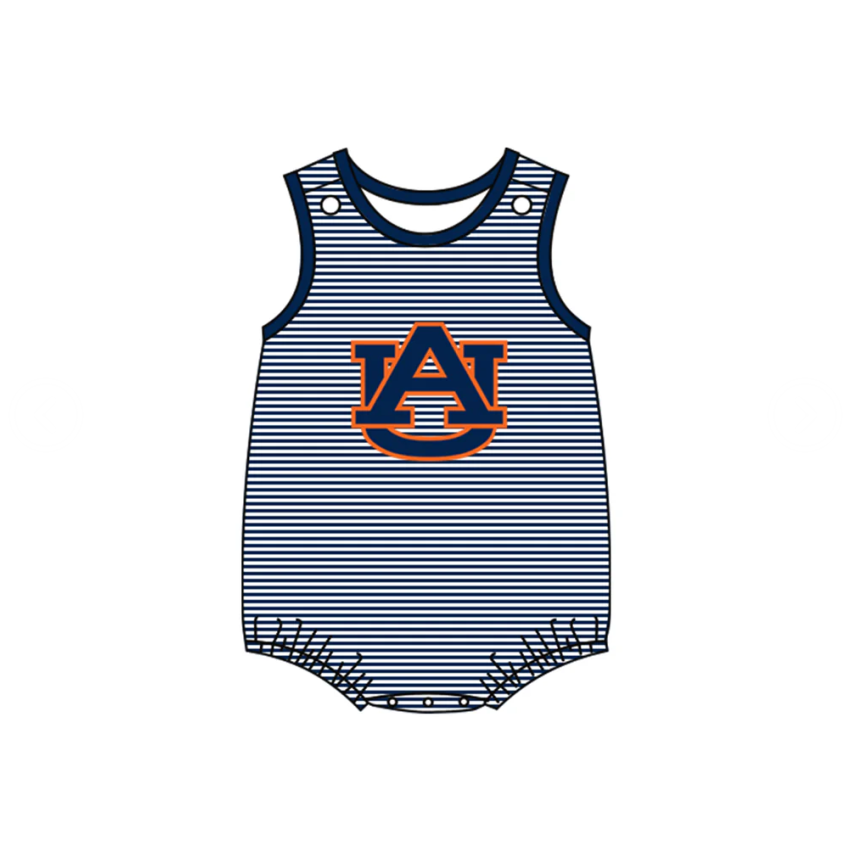 Deadline July 6th close custom no moq eta 6-7week Striped navy short-sleeved romper