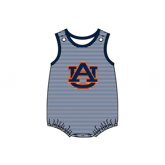 Deadline July 6th close custom no moq eta 6-7week Striped navy short-sleeved romper