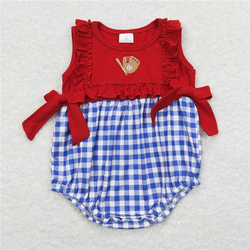RTS NO MOQ Girls Boys embroidery baseballl Clothes Sets and dress and romper