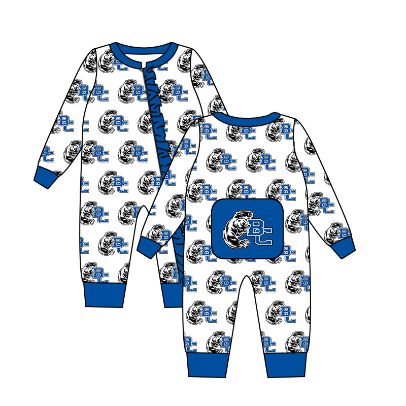 Deadline July 25th close custom no moq eta 6-7week  Long Sleeve Team Jumpsuit Blue