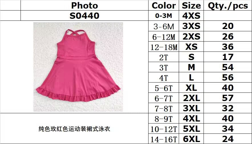 RTS NO MOQ ETA 5-7DAYS ARRIVED  S0440 Pure rose red sportswear skirt swimsuit