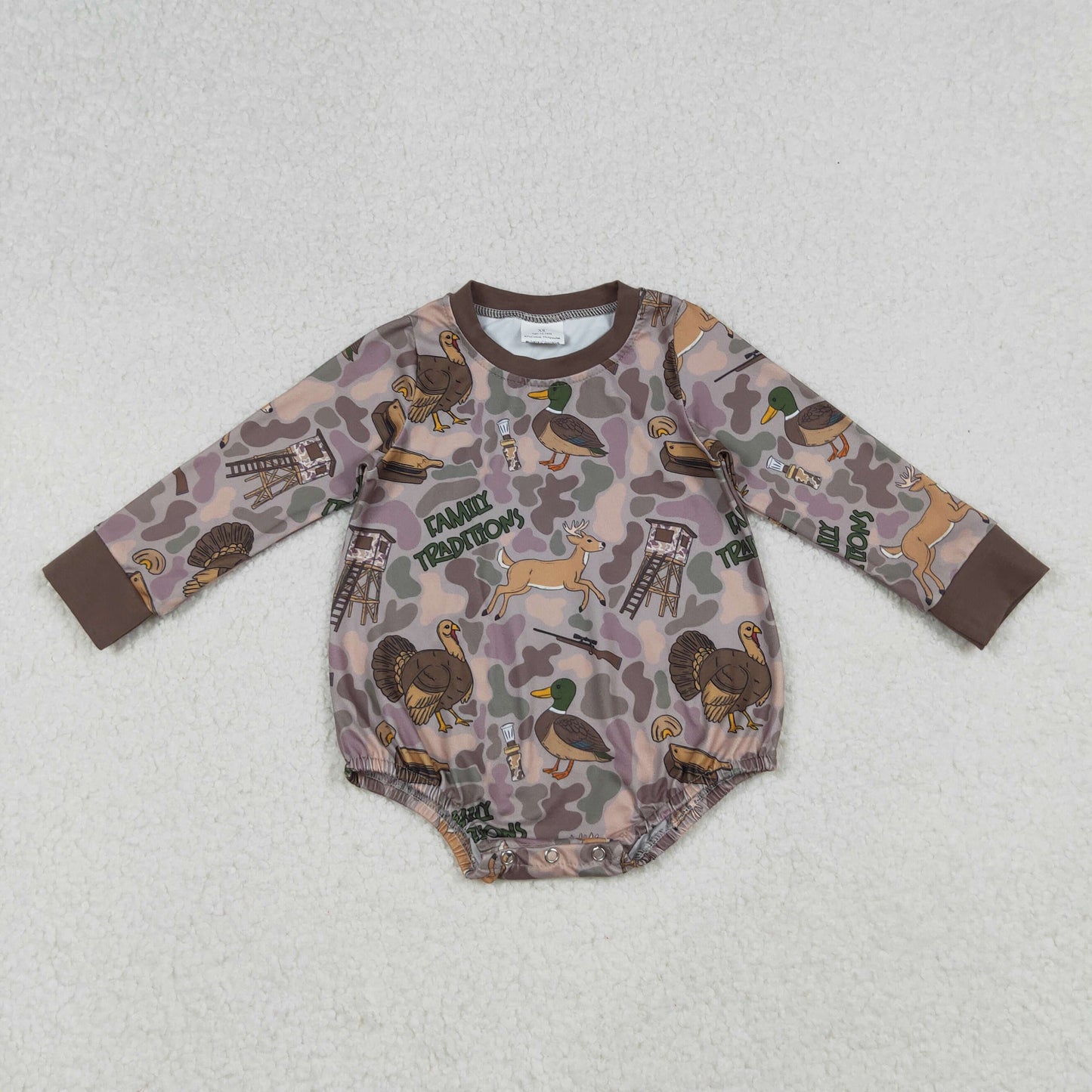 RTS NO MOQ（In Stock) LR2440 Duck Camo Brown Long-Sleeved Bodysuit