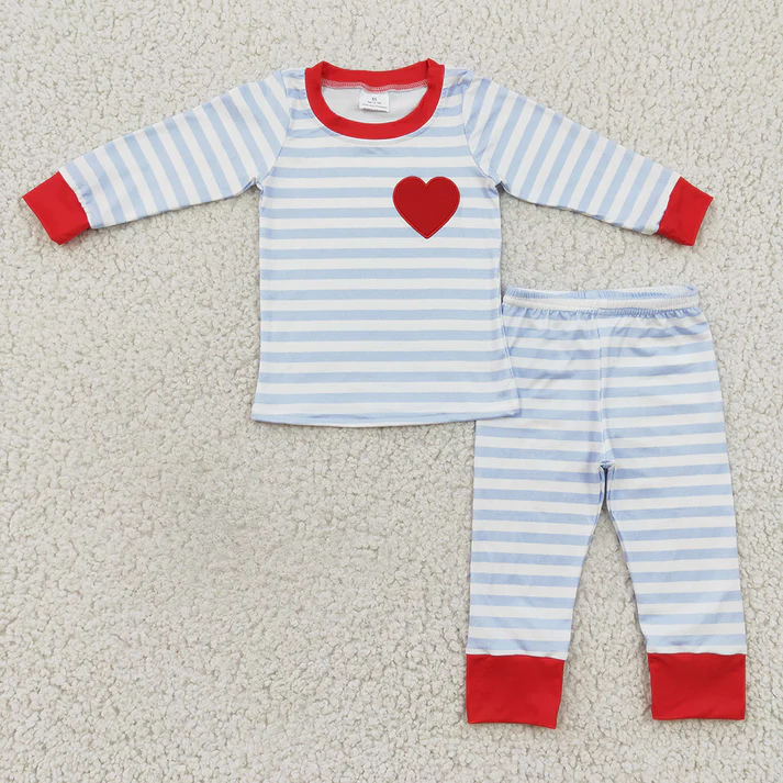 RTS NO MOQ Baby Boys Clothes Valentine long-sleeved pants set