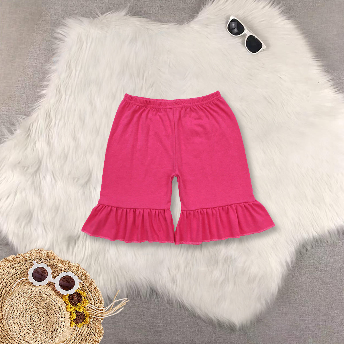 RTS NO MOQ Sibling baby girls clothes rose red short sleeve shorts sets and Top and shorts