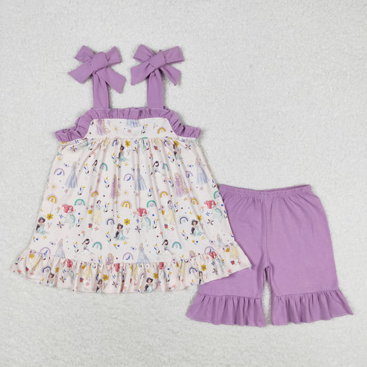 rts no moq GSSO1044 cartoon Purple Lace Camisole Shorts set