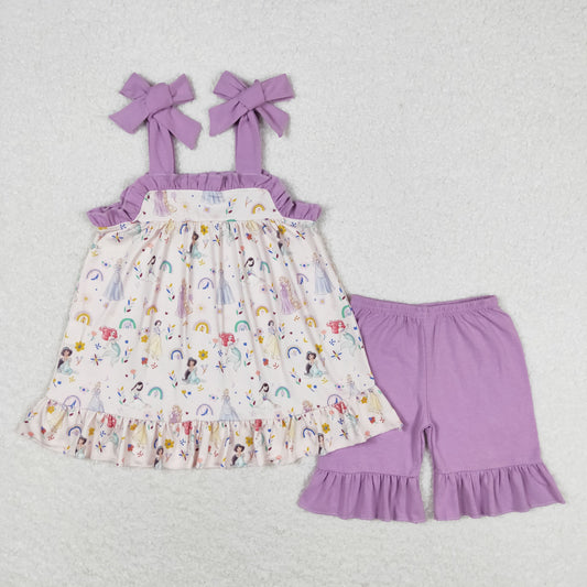 rts no moq GSSO1044 Disney Princess Mermaid Purple Lace Camisole Shorts set