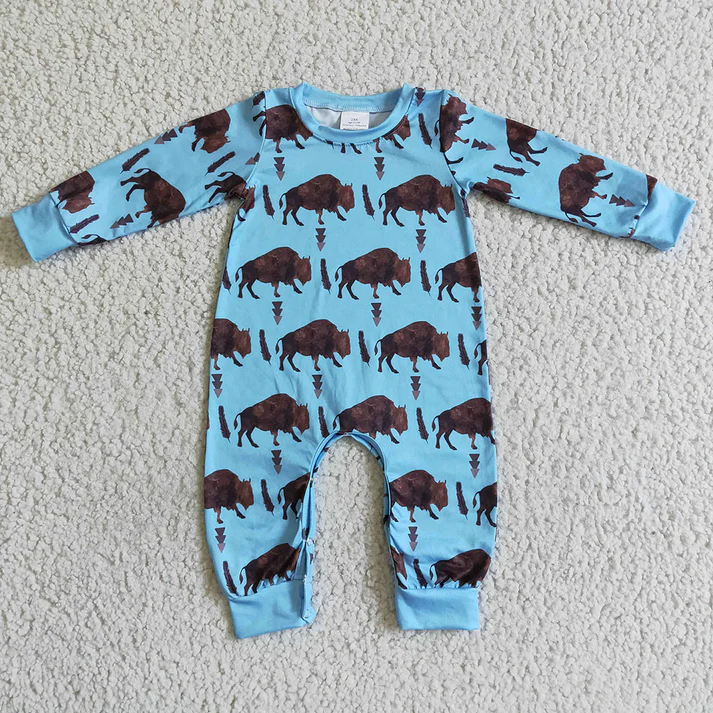 RTS NO MOQ Baby Boys Alpine Yak-Cactus Long Romper