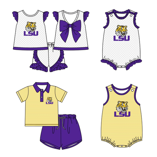 Custom summer team clothes baby girl and boys clothes sets rompers