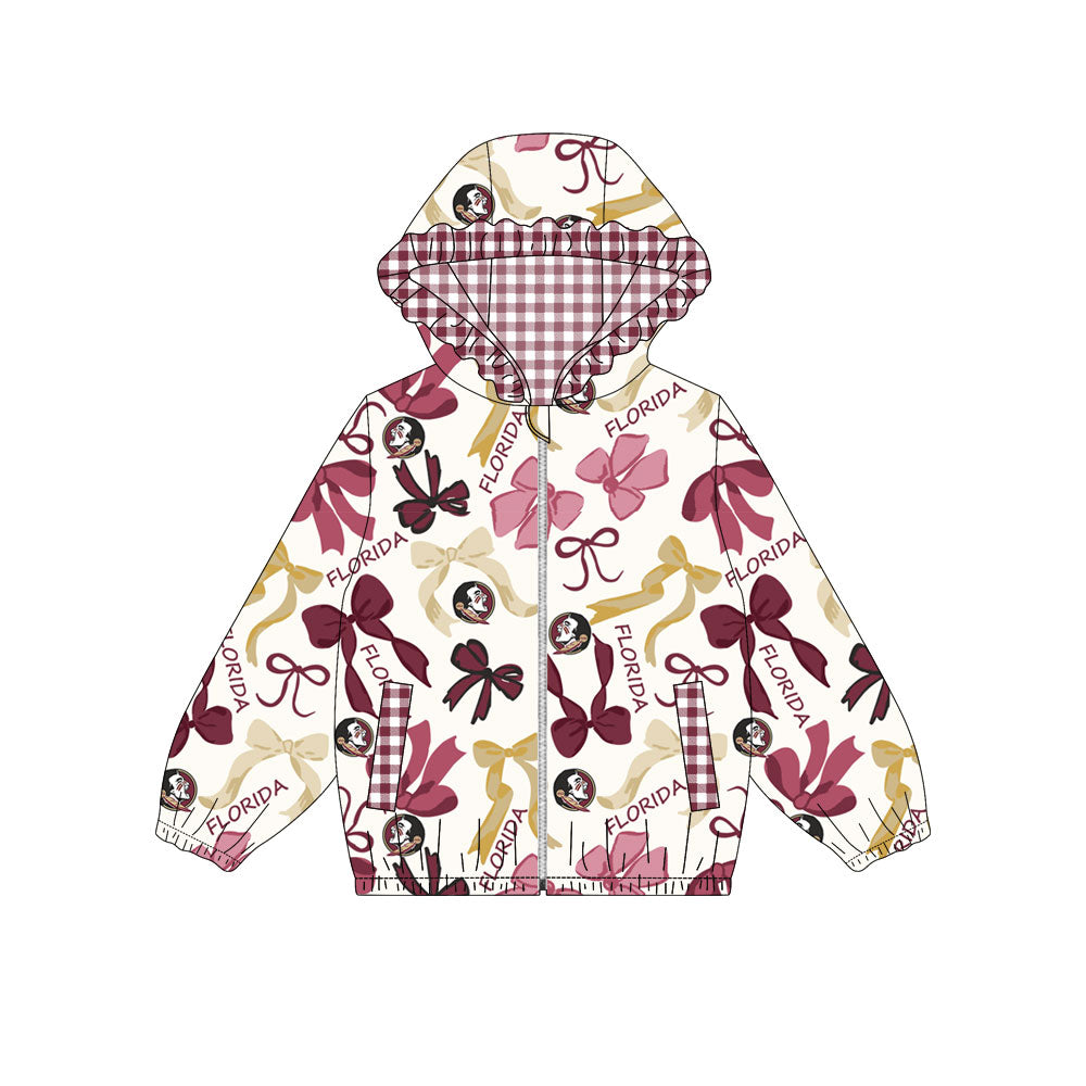 Custom moq 8 mix size milk silk summer team baby girls clothes bow brick red hooded long sleeve top-25.9.18