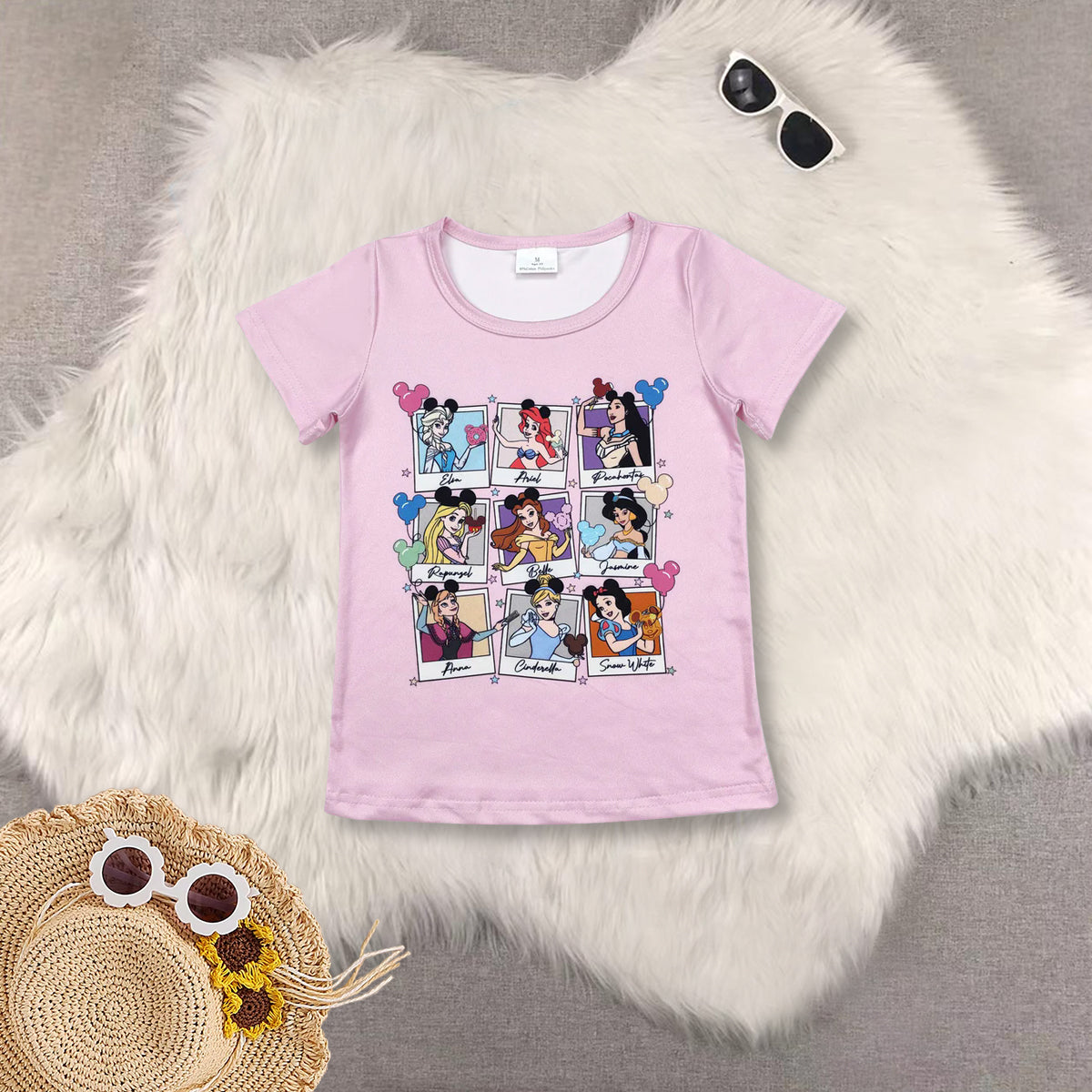 RTS NO MOQ Sibling baby girls clothes cartoon short sleeve shorts sets and top and shorts