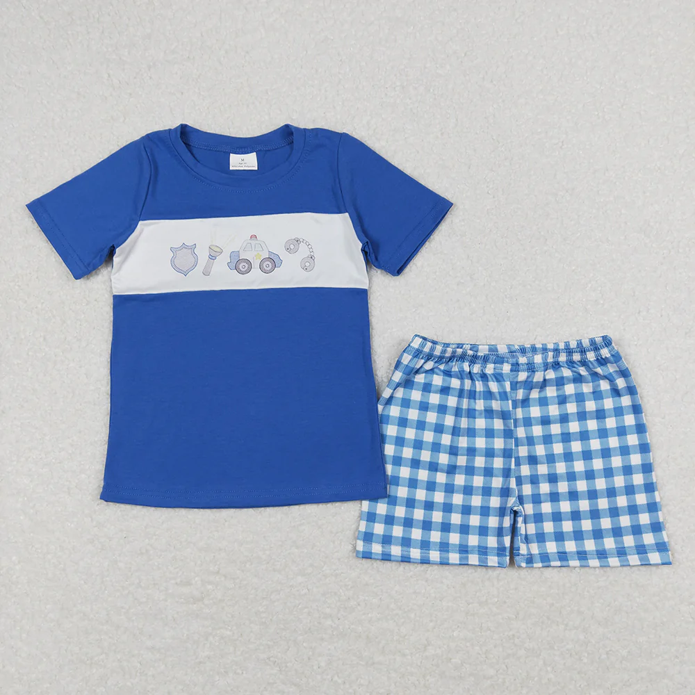 Baby Girls Police Blue Sibling Designs Rompers Outfits Clothes Sets