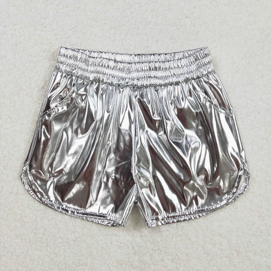 RTS NO MOQ ETA 5/7days arrived SS0416 Shiny leather silver shorts