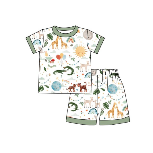 Deadline November 30 custom no moq eta 6-8weeks  Animal Kingdom Boys Short Sleeve Shorts Set