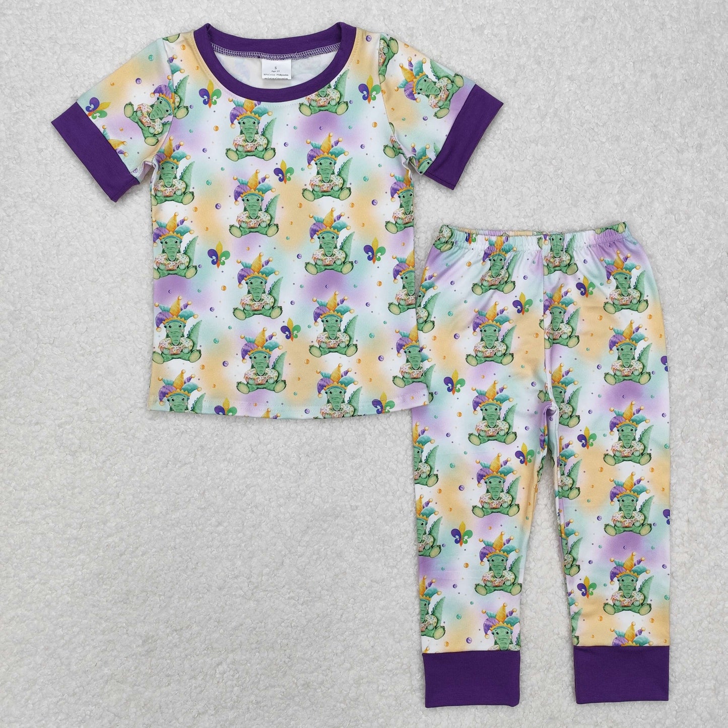 RTS NO MOQ ETA 5/7days Arrived BSPO0547 Carnival crocodile purple short-sleeved long pants pajamas set