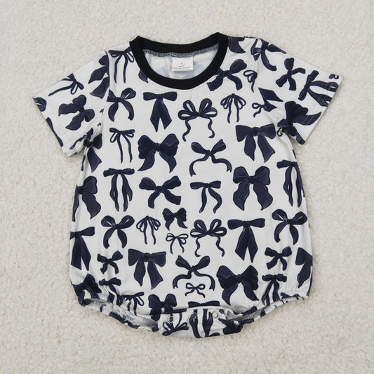 RTS NO MOQ（In Stock) Black Bow Pattern Short Sleeve Bodysuit