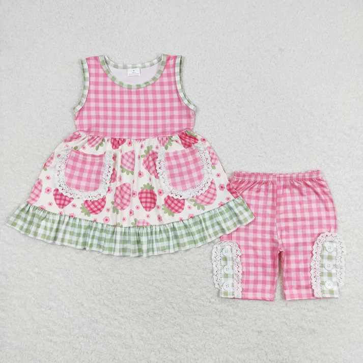 RTS NO MOQ girls short-sleeved shorts suit & short-sleeved set