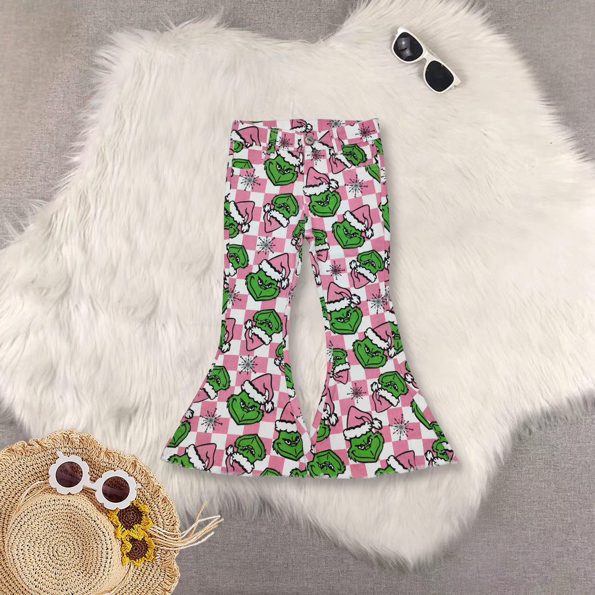 RTS NO MOQ Sibling baby girl clothes Christmas long-sleeved top jeans pants sets and top and jeans pants