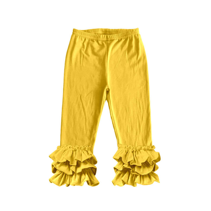 Deadline: February 8th Solid color pleated trousers yellow ruffle pants