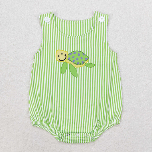 RTS no moq SR1093 Turtle green striped vest jumpsuit
