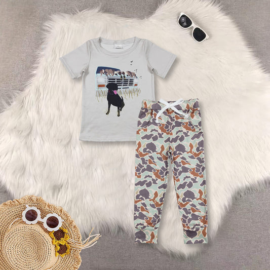 RTS NO MOQ Sibling baby boy clothes short-sleeved top camouflage trousers sets and top and pants