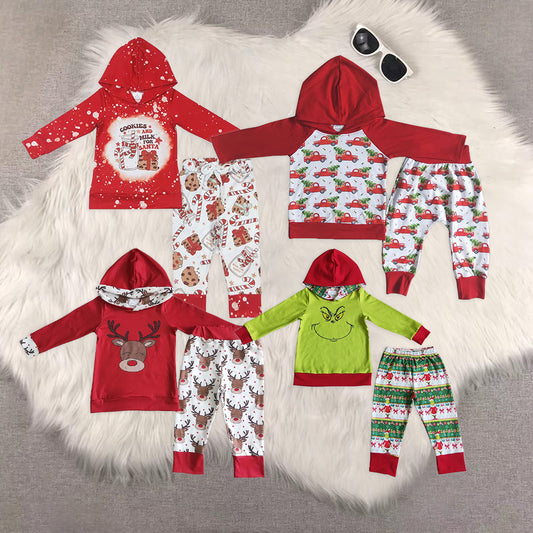 RTS NO MOQ baby boy clothes Christmas hooded long sleeve Clothes Sets