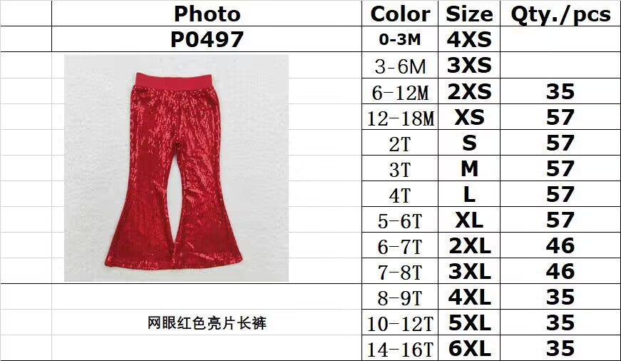 rts no moq P0497 Mesh red sequined trousers