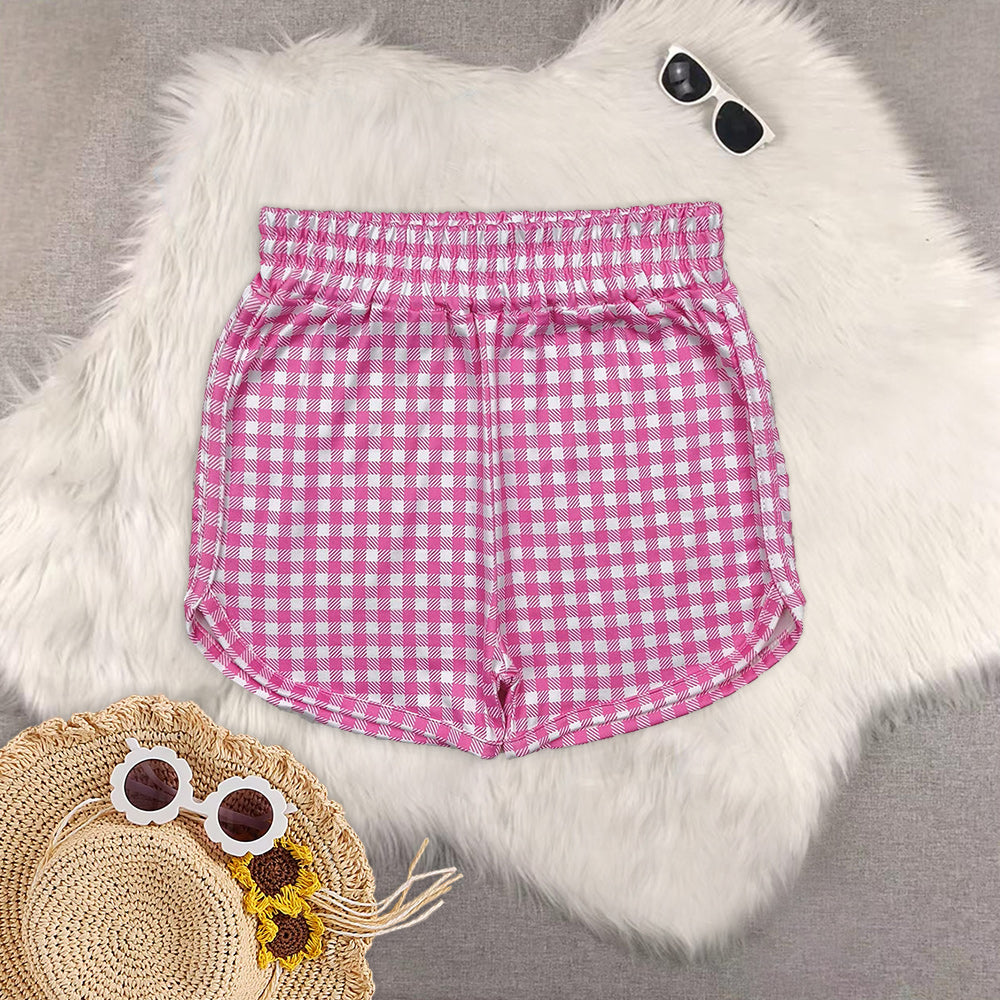 RTS NO MOQ baby girl clothes floral plaid summer shorts
