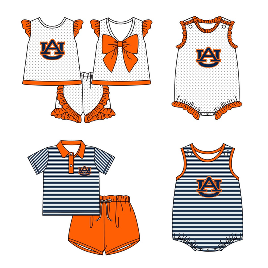 Custom summer team clothes baby girl and boys clothes sets rompers