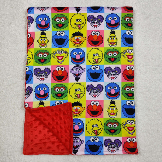 RTSNO MOQ ETA 5-7DAYS ARRIVED BL0196 Cartoon Sesame Street plaid red baby blanket