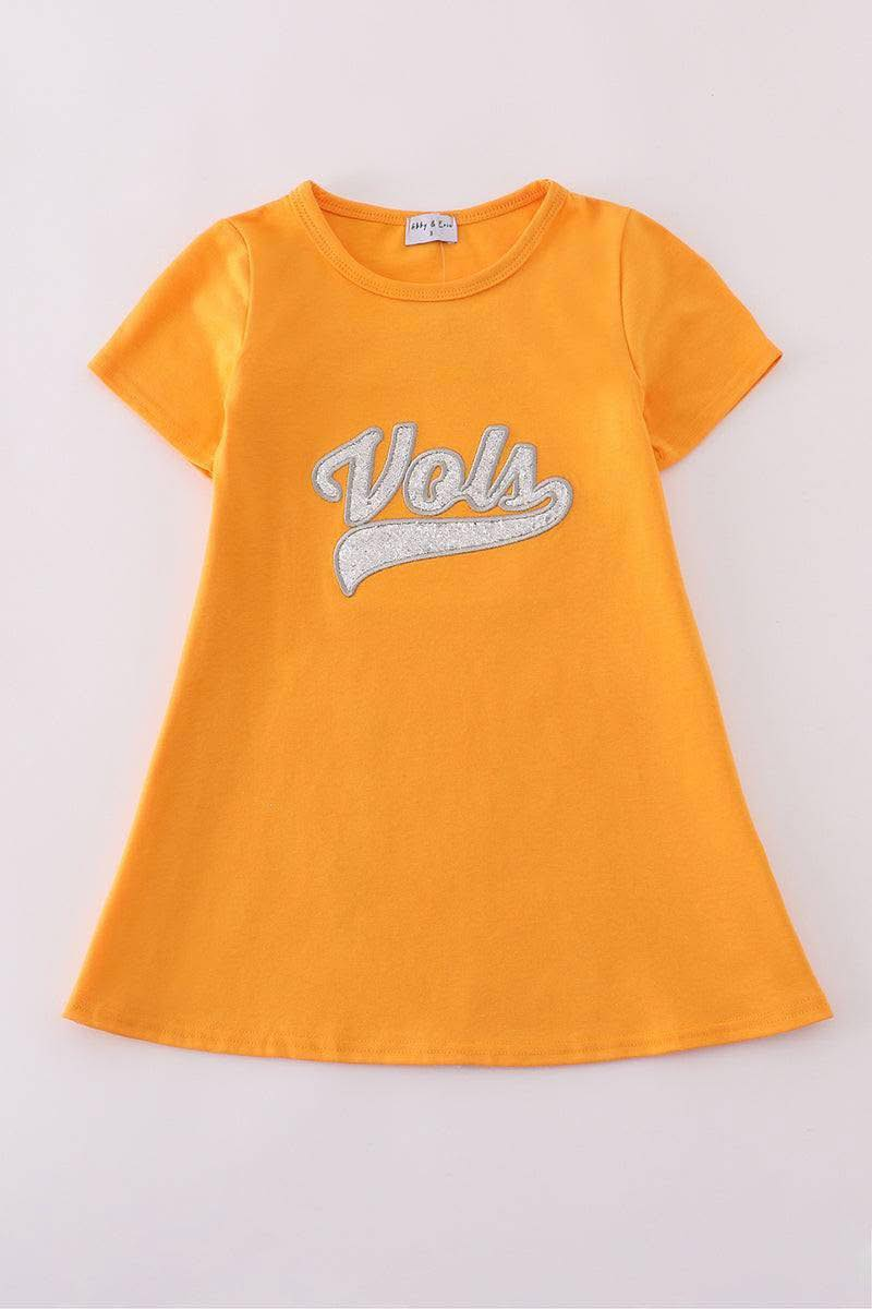 custom moq 3 eta 6-7weeks baby girls clothes orange short Sleeves Dress