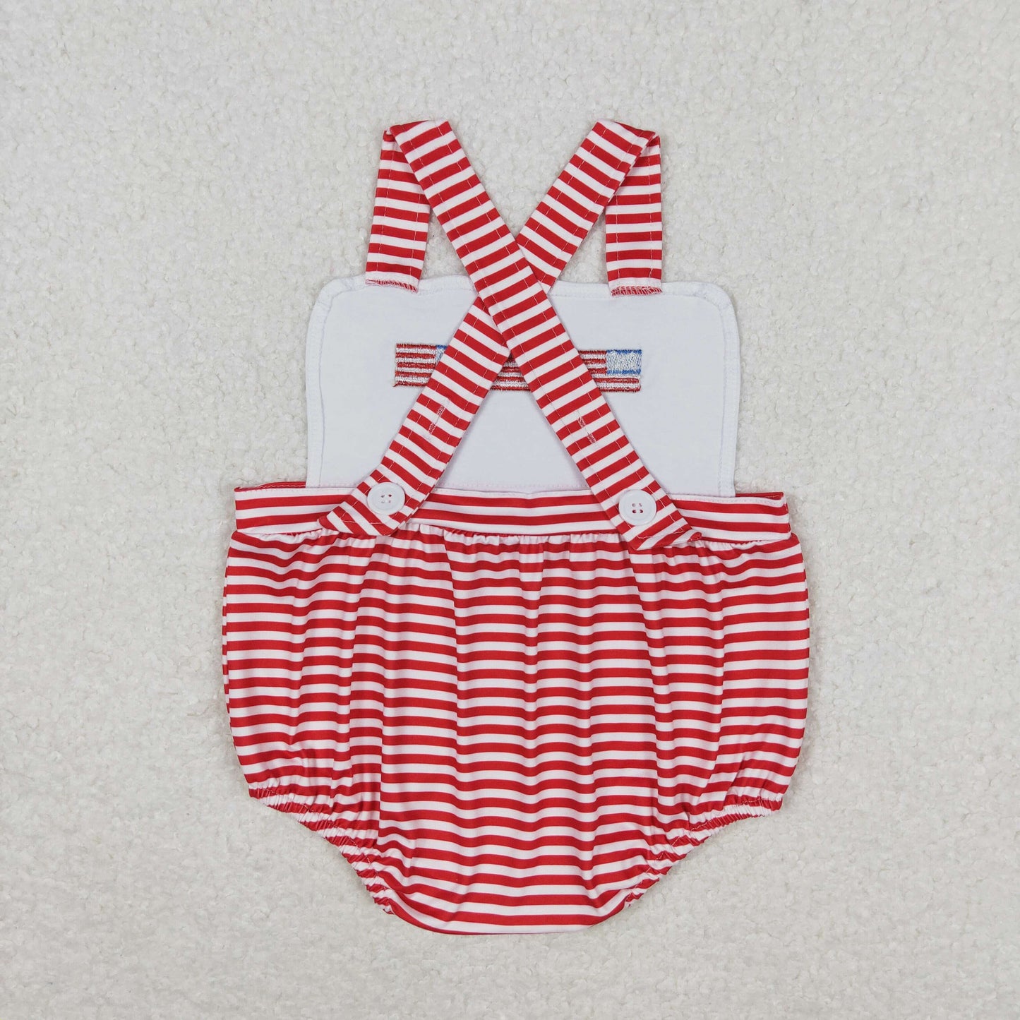 RTS no moq SR1212 Embroidered flag red and white striped vest jumpsuit