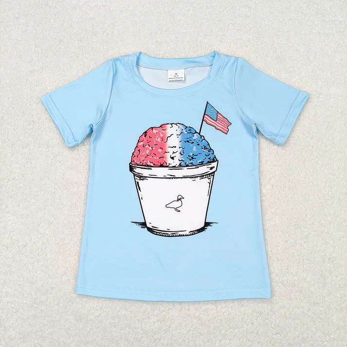 RTS NO MOQ baby girl clothes national day Short Sleeve Top