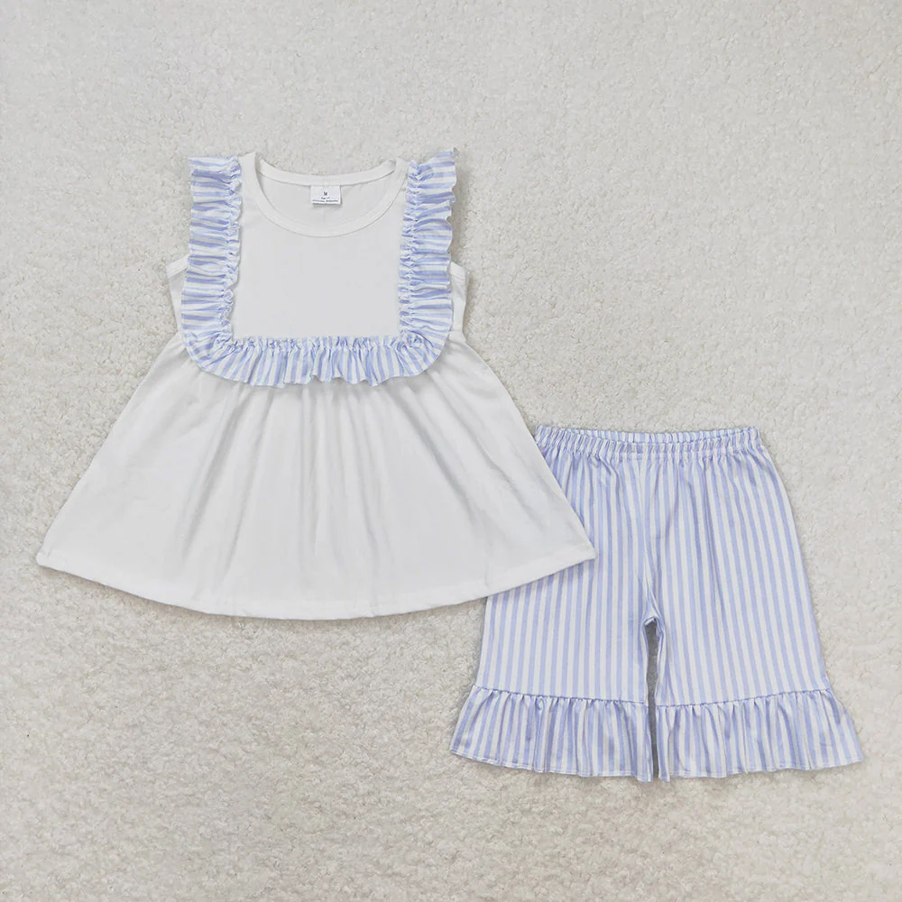 RTS Baby Girls Boys Toddler White Stripes Sibling Rompers Clothes Sets