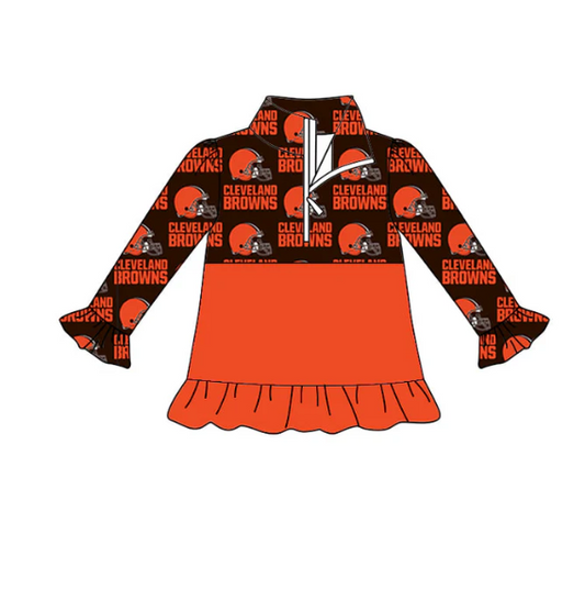 Deadline September 23 custom no moq eta 6-8weeks  Orange Helmet Lettering Pattern-Lace Cuff Zipper Pullover Top