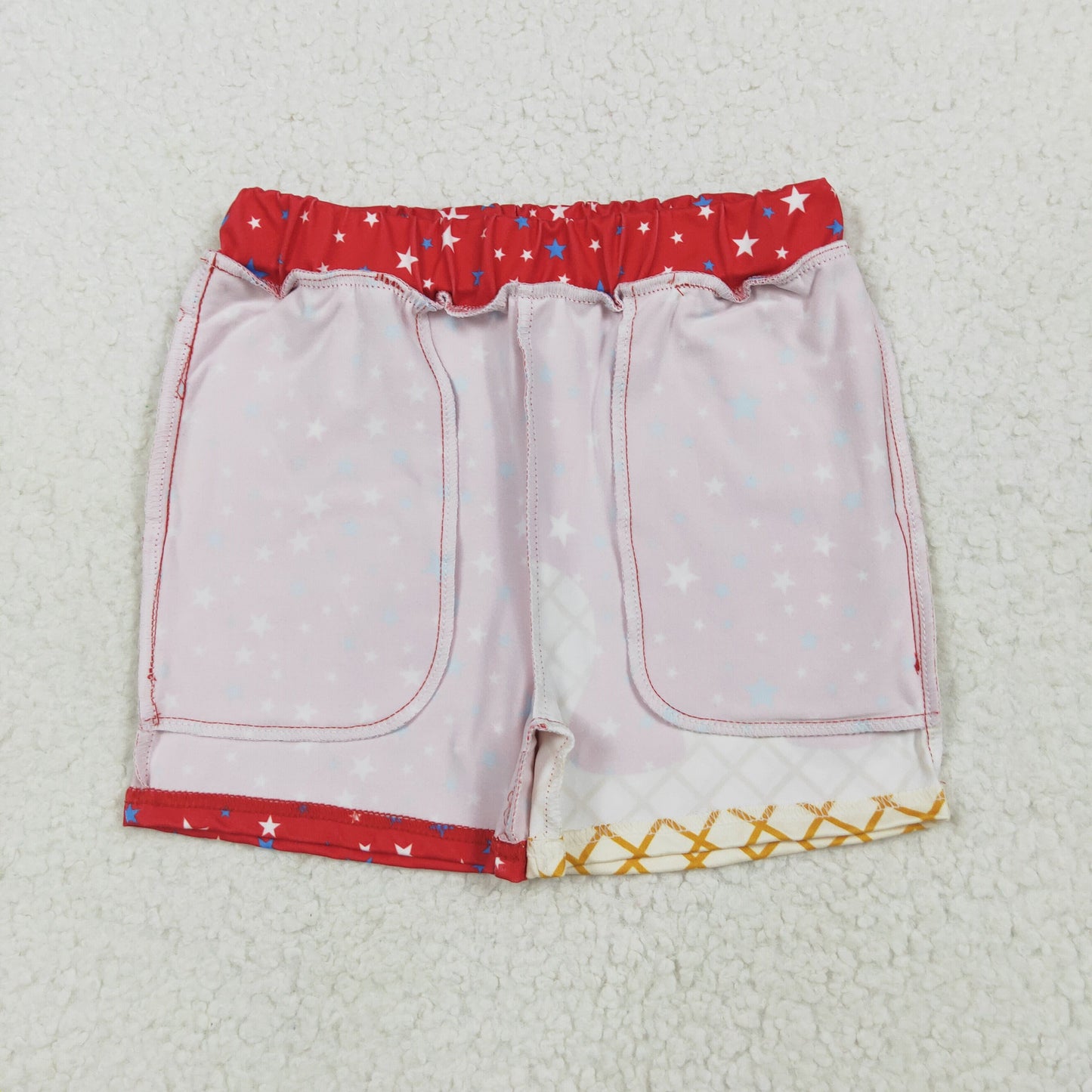 RTS NO MOQ SS0612 National Day Waffle Star Red Pocket Shorts