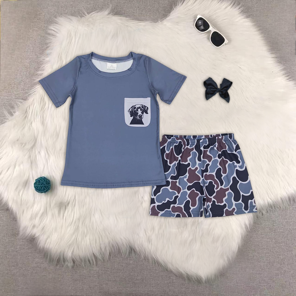 RTS BSSO0302  Elk camouflage pocket brown short sleeve shorts set