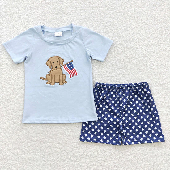 Baby Girls Boys 4th Of July Dog Sibling Summer Shorts Sets