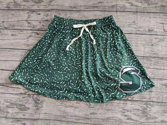 custom moq 3 eta 6-8weeks team adult and kids clothes girls green skirt