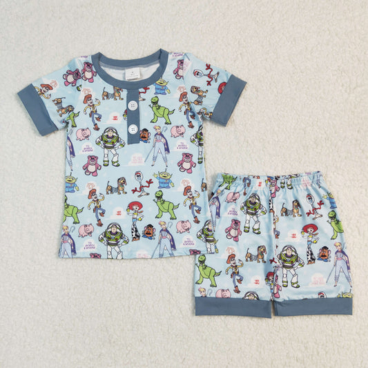 RTS NO MOQ ETA 5/7days Arrived BSSO1247 Toy Story dinosaur blue short-sleeved shorts pajama set