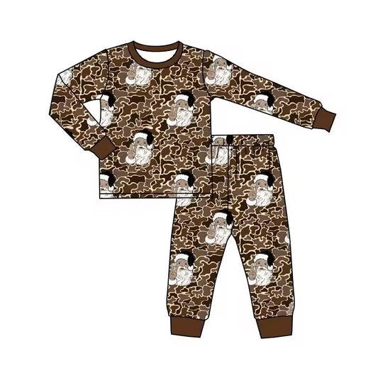 Deadline September 20 custom no moq eta 6-8weeks Brown-Tan Leopard Santa Long Sleeve Suit