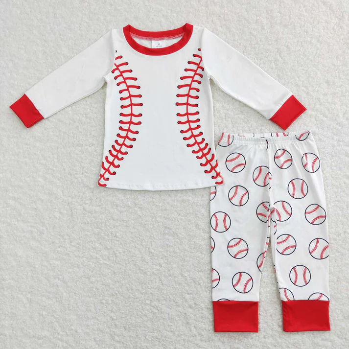 RTS NO MOQ Boys baseball long-sleeved shirt pants clothing set-dress-crawling clothes mixed sizes