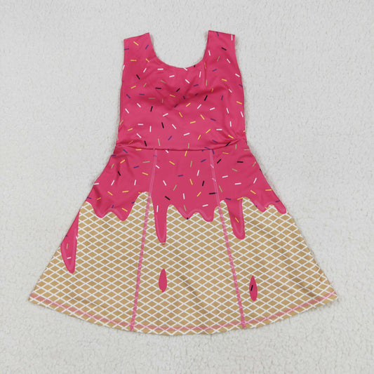 RTS NO MOQ（In Stock) GSD2427 Waffle Ice Cream Brown Red Yoga Sleeveless Dress